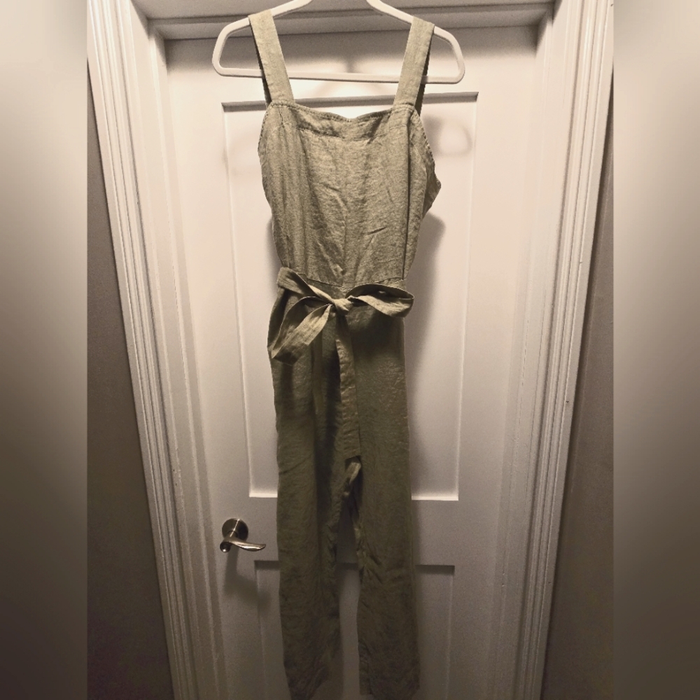 Quince Olive Green Linen Jumpsuit XL